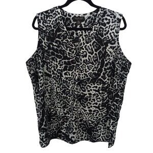 Rachael Zoe Womens Top Size 2X Blouse Sleeveless Animal Print Casual Office